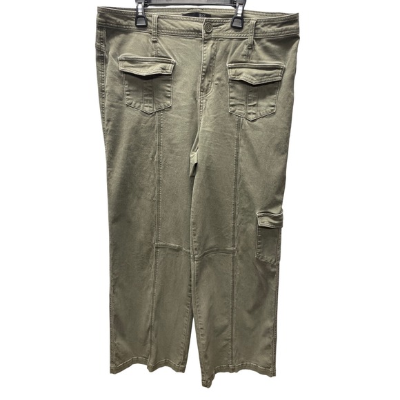 1822 Denim Women Olive Green Wide Leg Cargo Pants Size 14/32 - Picture 3 of 13